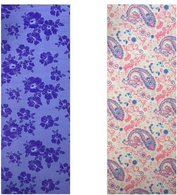 

Vritraz Printed, Extra Thick, Premium, Eco Safe, Non Slip With Free Carry Bag BlueFlower PinkPattern (Pack of 2) Blue 6 mm Exercise & Gym Mat, Multicolor