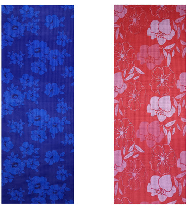 

Vritraz Printed, Extra Thick, Premium, Eco Safe, Non Slip With Free Carry Bag BlueDark RedFlower (Pack of 2) Blue 6 mm Exercise & Gym Mat, Multicolor