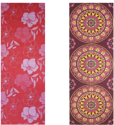 

Vritraz Printed, Extra Thick, Premium, Eco Safe, Non Slip With Free Carry Bag RedFlower Round (Pack of 2) Red 6 mm Exercise & Gym Mat, Multicolor