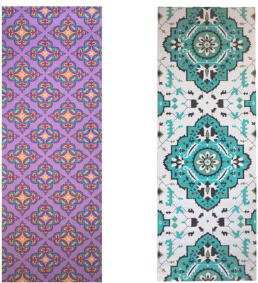 

Vritraz Printed, Extra Thick, Premium, Eco Safe, Non Slip With Free Carry Bag PurplePattern Rhombus (Pack of 2) Purple 6 mm Exercise & Gym Mat, Multicolor