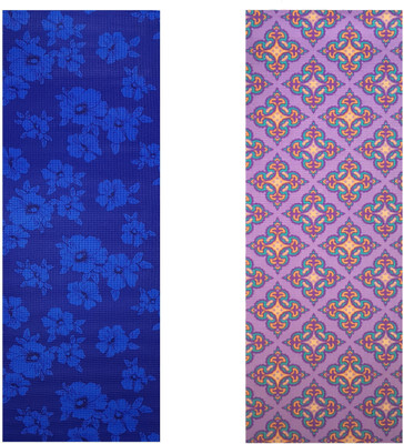 

Vritraz Printed, Extra Thick, Premium, Eco Safe, Non Slip With Free Carry Bag BlueDark PurplePattern (Pack of 2) Blue 6 mm Exercise & Gym Mat, Multicolor