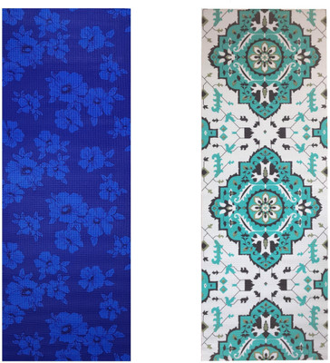 

Vritraz Printed, Extra Thick, Premium, Eco Safe, Non Slip With Free Carry Bag BlueDark Rhombus (Pack of 2) Blue 6 mm Exercise & Gym Mat, Multicolor