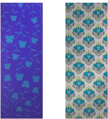 

Vritraz Printed, Extra Thick, Premium, Eco Safe, Non Slip With Free Carry Bag BlueLotus GreenPattern (Pack of 2) Blue 6 mm Exercise & Gym Mat, Multicolor