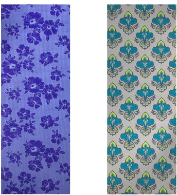 

Vritraz Printed, Extra Thick, Premium, Eco Safe, Non Slip With Free Carry Bag BlueFlower GreenPattern (Pack of 2) Blue 6 mm Exercise & Gym Mat, Multicolor