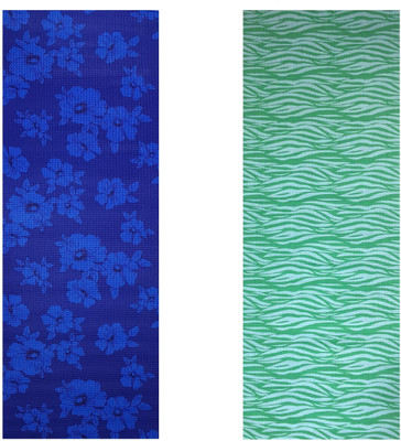 

Vritraz Printed, Extra Thick, Premium, Eco Safe, Non Slip With Free Carry Bag BlueDark GreenWave (Pack of 2) Blue 6 mm Exercise & Gym Mat, Multicolor