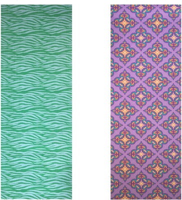 

Vritraz Printed, Extra Thick, Premium, Eco Safe, Non Slip With Free Carry Bag GreenWave PurplePattern (Pack of 2) Green 6 mm Exercise & Gym Mat, Multicolor