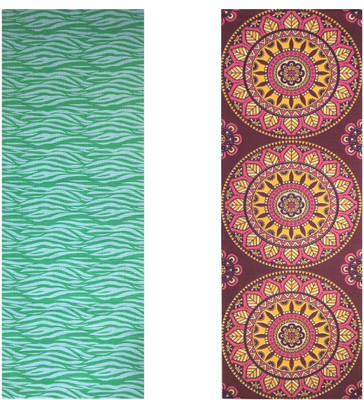 

Vritraz Printed, Extra Thick, Premium, Eco Safe, Non Slip With Free Carry Bag GreenWave Round (Pack of 2) Green 6 mm Exercise & Gym Mat, Multicolor
