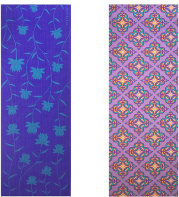 

Vritraz Printed, Extra Thick, Premium, Eco Safe, Non Slip With Free Carry Bag BlueLotus PurplePattern (Pack of 2) Blue 6 mm Exercise & Gym Mat, Multicolor