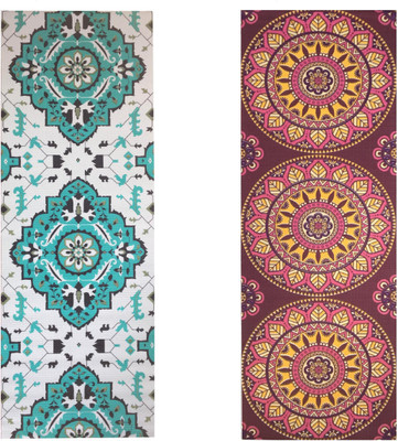 

Vritraz Printed, Extra Thick, Premium, Eco Safe, Non Slip With Free Carry Bag Rhombus Round (Pack of 2) Green 6 mm Exercise & Gym Mat, Multicolor