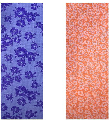 

Vritraz Printed, Extra Thick, Premium, Eco Safe, Non Slip With Free Carry Bag BlueFlower OrangeFlower (Pack of 2) Blue 6 mm Exercise & Gym Mat, Multicolor