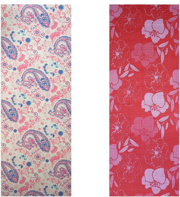 

Vritraz Printed, Extra Thick, Premium, Eco Safe, Non Slip With Free Carry Bag PinkPattern RedFlower (Pack of 2) Pink 6 mm Exercise & Gym Mat, Multicolor