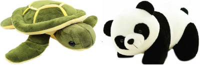 

Shopfloor.XYZ Tortoise Soft Toy (26 Cm) And PANDA Combo Soft Toys ( Pack Of 2 ) - 26 cm(Multicolor)