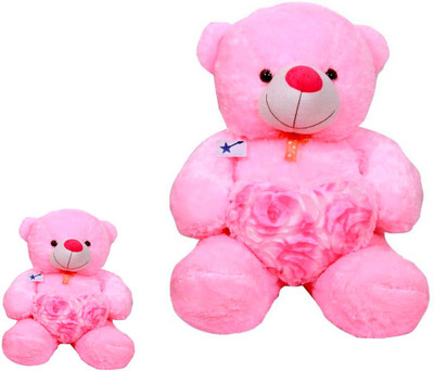 

ATTRACTIVE 3 FEET JUMBO TEDDY BEAR WITH 1 FEET SMALL TEDDY BEAR - 85 cm(Pink)