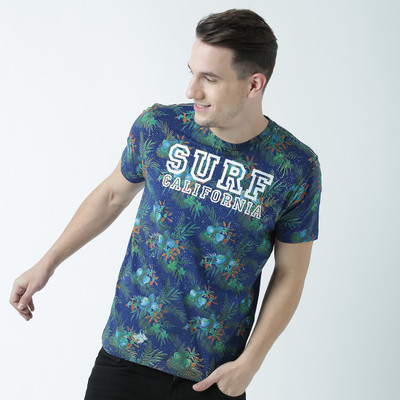 HUETRAP Printed Men Round Neck Blue T-Shirt