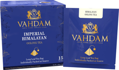 

Vahdam Himalayan Oolong Tea Leaves, 15 Tea Bags, Long Leaf Pyramid Oolong Tea Bags, Oolong Tea for Weight Loss, 100% Natural Oolong Tea Loose Leaf, Detox Tea & Slimming Tea Unflavoured Oolong Tea Bags(15 Bags, Box)