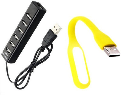 

durReey Set of Multi connectivity USB Hub with Ultra Flexible Emergency Led Light E27 USB Hub, Led Light(Yellow, Black)