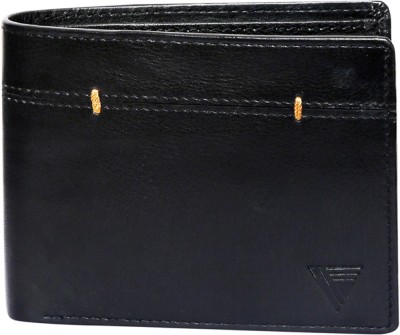 

Vermello Men Black Genuine Leather Wallet(3 Card Slots)