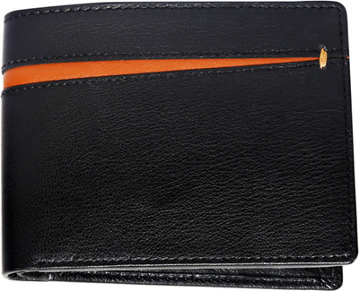 

Vermello Men Black Genuine Leather Wallet(3 Card Slots)