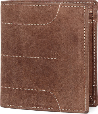 

U+N Men Brown Genuine Leather Wallet(7 Card Slots)