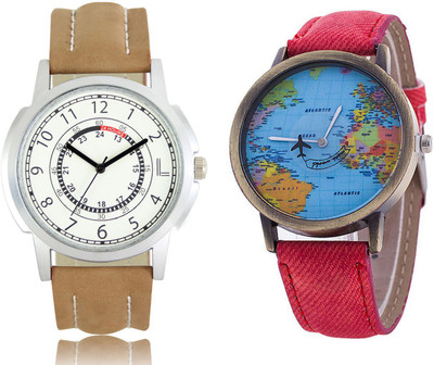

CLOUDWOOD 17_CW23Red Analog Leather Strap Dial Boy's Wrist Watch - For Men