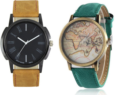 

CLOUDWOOD 19_CW22Green Analog Leather Strap Dial Boy's Wrist Watch - For Men