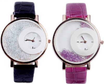 

Freny Exim latest collection fancy and attractive black and purple colour movable diamond beads in dial watches for women FE_MX_3 Watch - For Girls