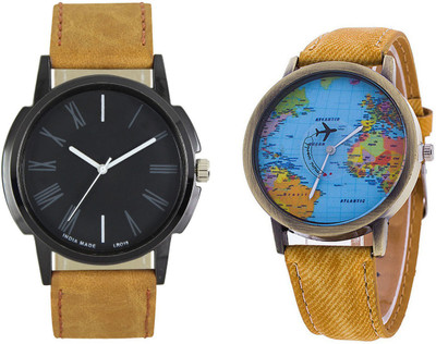 

CLOUDWOOD 19_CW23Yellow Analog Leather Strap Dial Boy's Wrist Watch - For Men