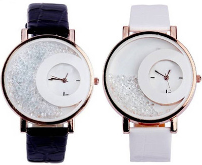 

Freny Exim latest collection fancy and attractive black and white colour movable diamond beads in dial watches for women FE_MX_5 Watch - For Girls