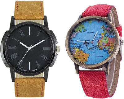

CLOUDWOOD 19_CW23Red Analog Leather Strap Dial Boy's Wrist Watch - For Men