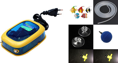 

Foodie Puppies Aquarium Air Pump. 2 Nozzle, 4.2W & 5.5L x 2 Output with Accessories Kit (SB-9905A Transparent) Air Aquarium Pump(304.8 cm)