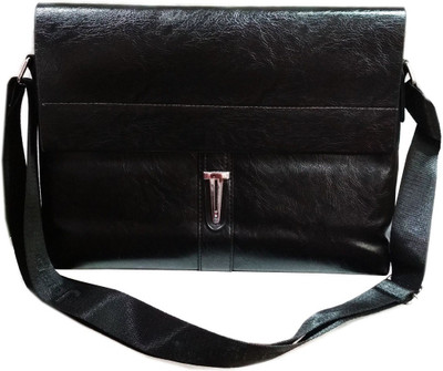 

VShine Leatherette Office Laptop Bag For Men Messenger Bag - Black Sling Bag(Black, 30 L)