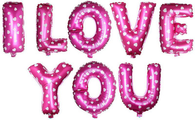 

AMFIN Printed 17 Inch Alphabet Letter "I LOVE YOU" Pink Foil Balloon For Part Decoration, Wedding, Engagement, Valentine - (Pink) Balloon(Pink, Pack of 8)