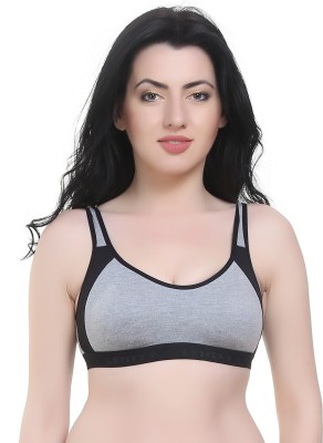 Lenity Women Sports Non Padded Bra(Black, Grey)