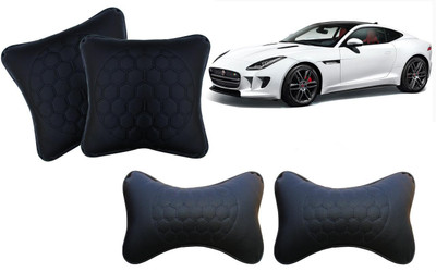 AUTO PEARL Black, Blue Leatherite Car Pillow Cushion for Jaguar(Rectangular, Pack of 4)