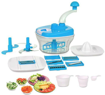 

Global Voice Jony Turbo Dual Speed Multi Functional Food Processor Chopper(9 Blades With Juice plate, 1 Vacuum Base Container), Blue