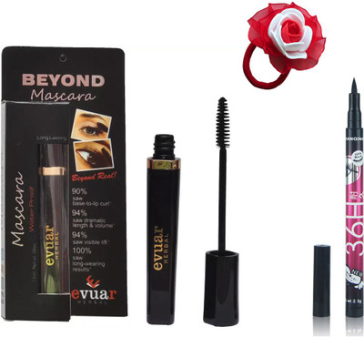 

Evuar Waterproof Mascara, Pencil Eyeliner and band(Set of 3)