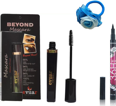 

Evuar Water Proof Mascara, Pencil Eyeliner and band(Set of 3)