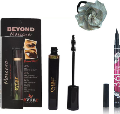 

Evuar Mascara Water Proof, Pencil Eyeliner and band(Set of 3)