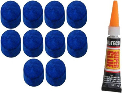 

KBA COMBO OF 9MM CUE TIP 10PCS + CUE TIP GLUE GEL KBAC72 Pool Cue Stick(Microfibre)