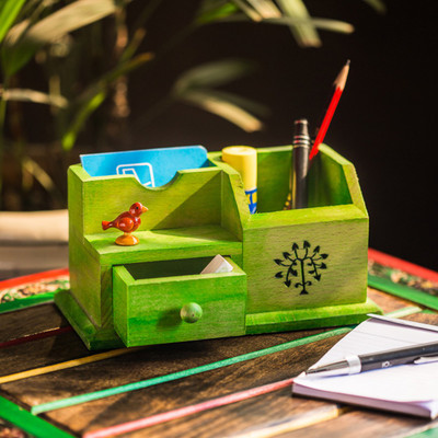 

ExclusiveLane EL-007-016 3 Compartments Wood Multipurpose Tray(Green)