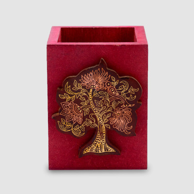

ExclusiveLane EL-007-005 1 Compartments Wood Pen Stand(Maroon)