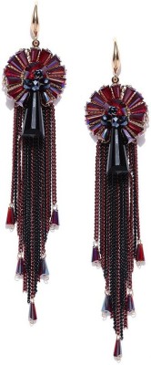 Jewels Galaxy Luxuria Earring Onyx, Pearl Alloy Tassel Earring