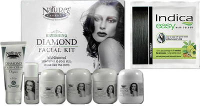 

Nature's Essence Diamond Facial Kit And Free Indica Black Color 25ml 250 g(Set of 7)