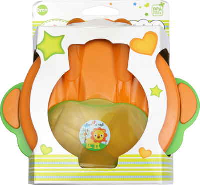 

1st Step Feeding Bowl with Fork & Spoon - Food Grade Plastic(Green, Orange)