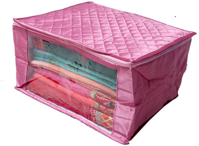 

Kuber Industries Designer Extra Large Saree Cover Quilted Satin set of 2 Pcs (Pink & Golden)Wedding Collection Gift SSATTIINP104(Multicolor)