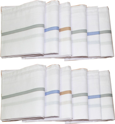 Bonzer 100% Mercerized Cotton With Luxurious Finish Handkerchief Pack Of 12 [ White ] Handkerchief(Pack of 12)
