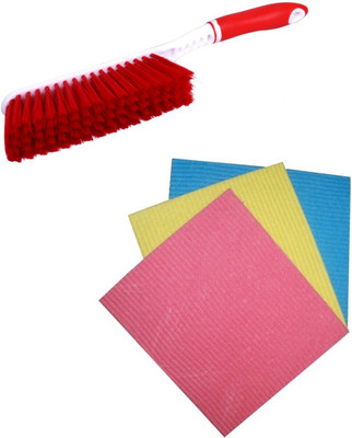 De-Ultimate Carpet / Car Seat / Mats / Bed Cleaning Hard & Long Bristles Plastic Wet and Dry Brush And Super Absorbent Sponge Wipes Cellulose Kitchen Floor Surface Cleaning Pad Home Cleaning Set available at flipkart for Rs.265