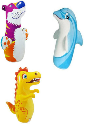 

DINAARKAN COMBO OF 3 FEET INFLATABLE HIT ME TIGER, DOLPHIN AND DRAGON FOR KIDS Inflatable Bouncer(Multicolor)