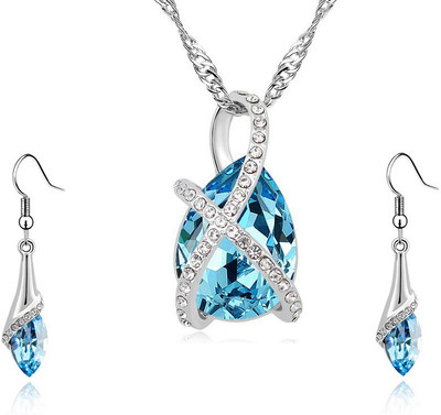 NAKABH Alloy Rhodium Turquoise, Silver Jewellery Set(Pack of 1)