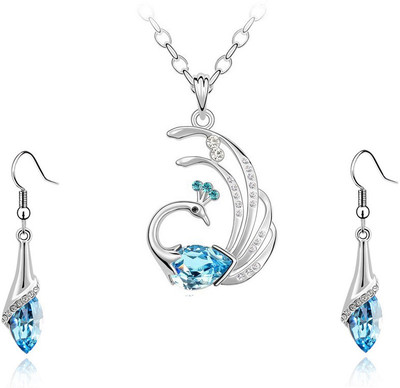 NAKABH Alloy Rhodium Turquoise, Silver Jewellery Set(Pack of 1)